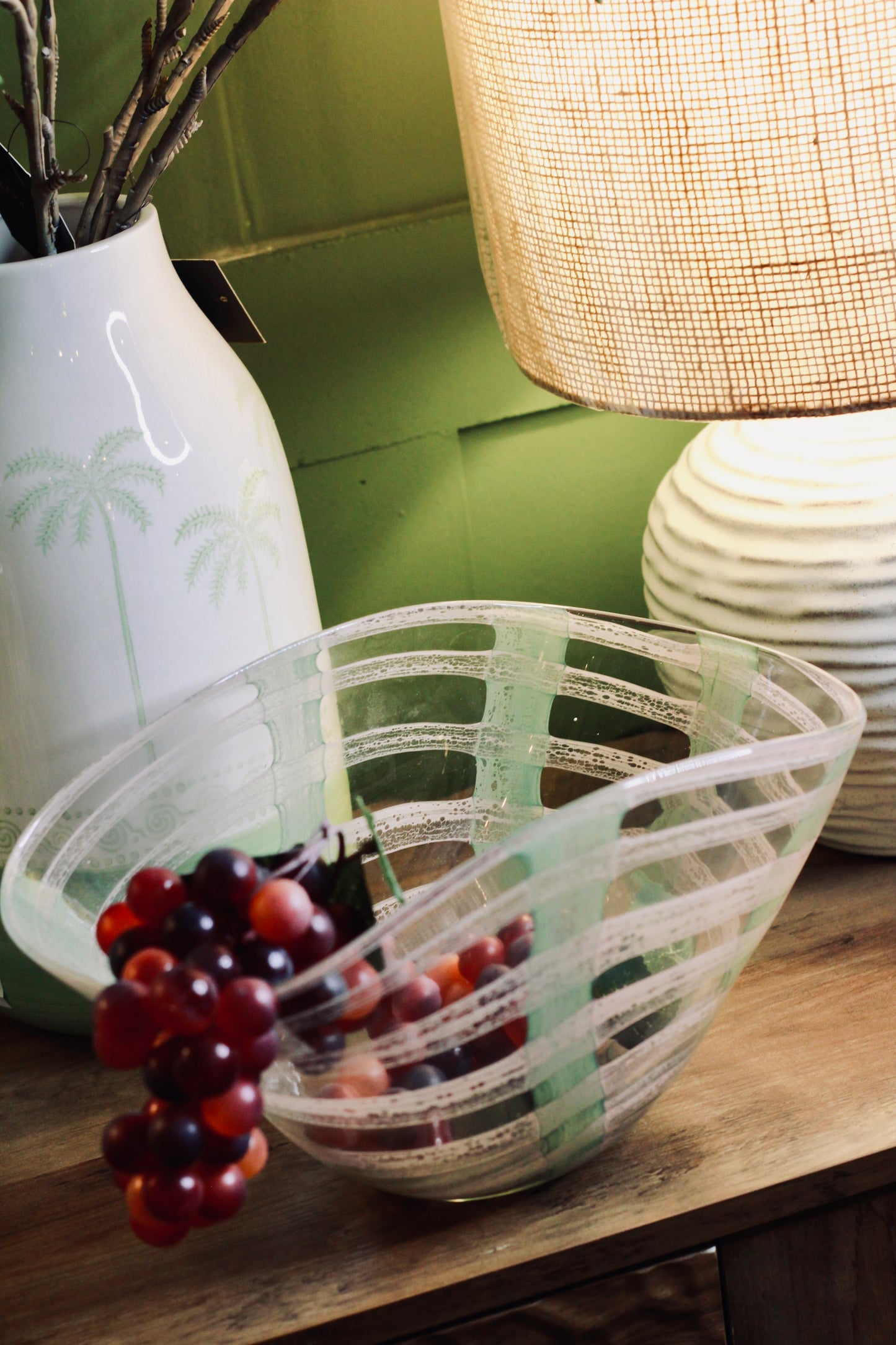 Pink & Pistachio Glass Bowl