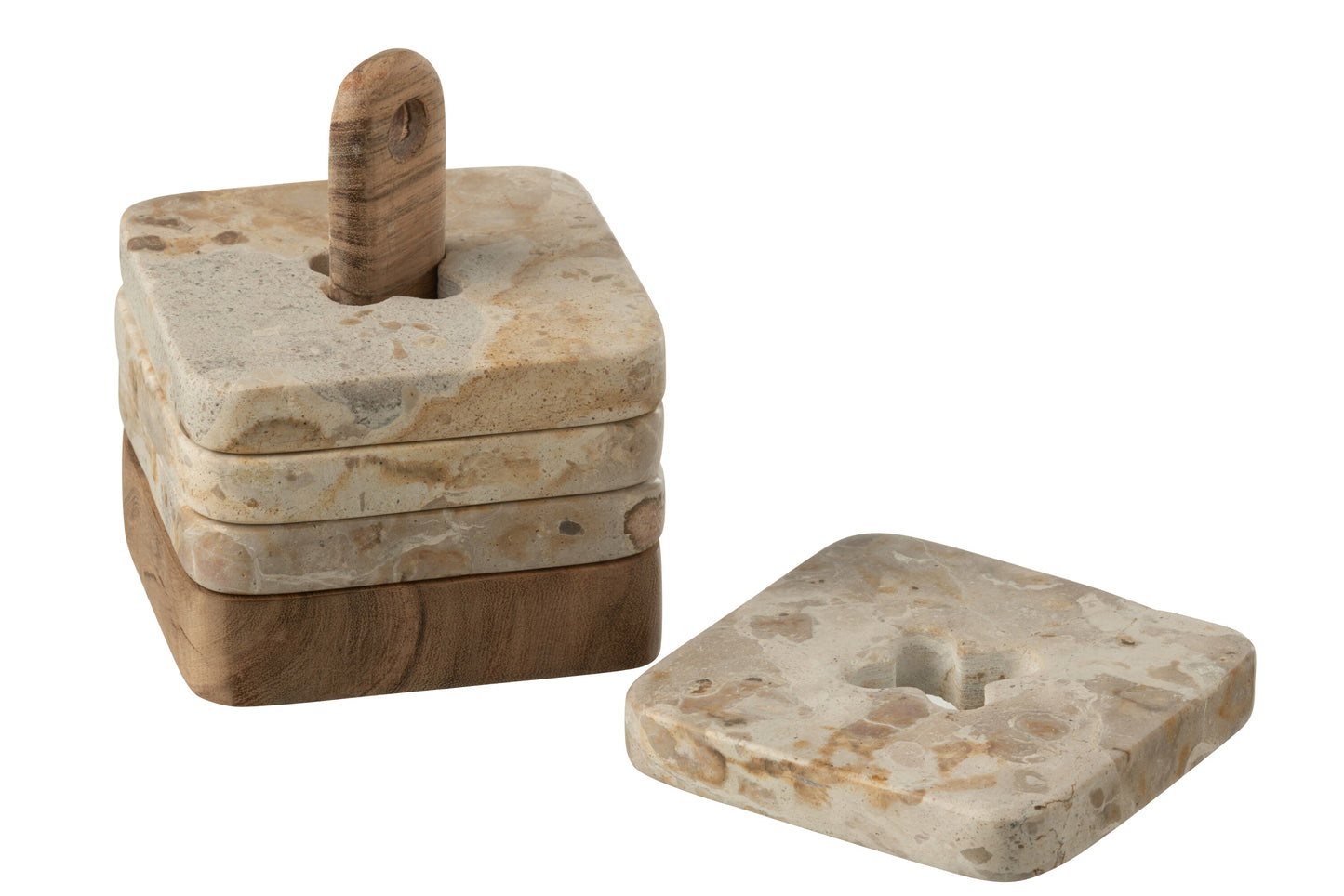 Marble Coasters On Wooden Stand Set Of 4