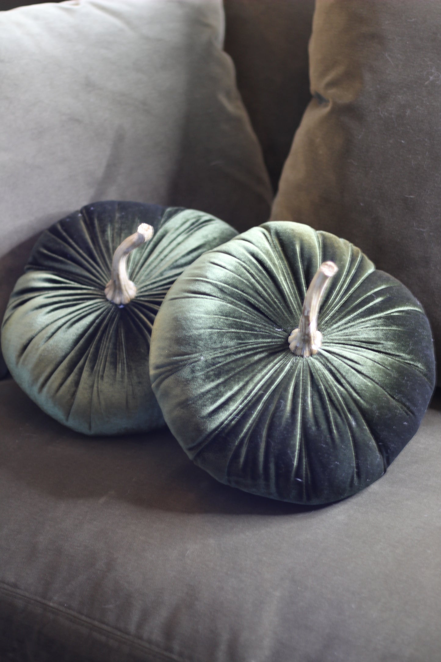 Green Velvet Pumpkin styled view – Leya Buster Interiors