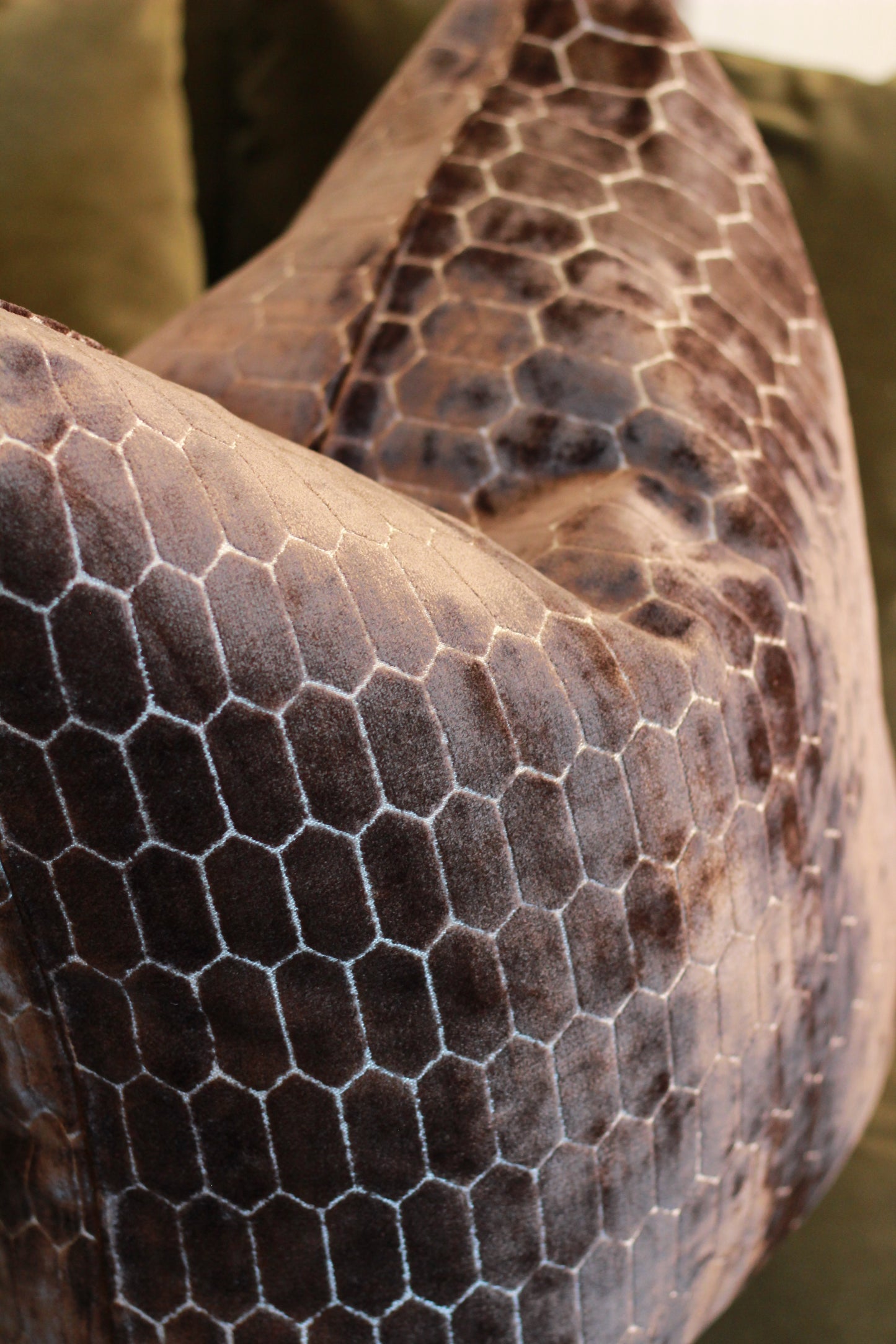 Sinclair Honeycomb Cushion – Chocolate Velvet