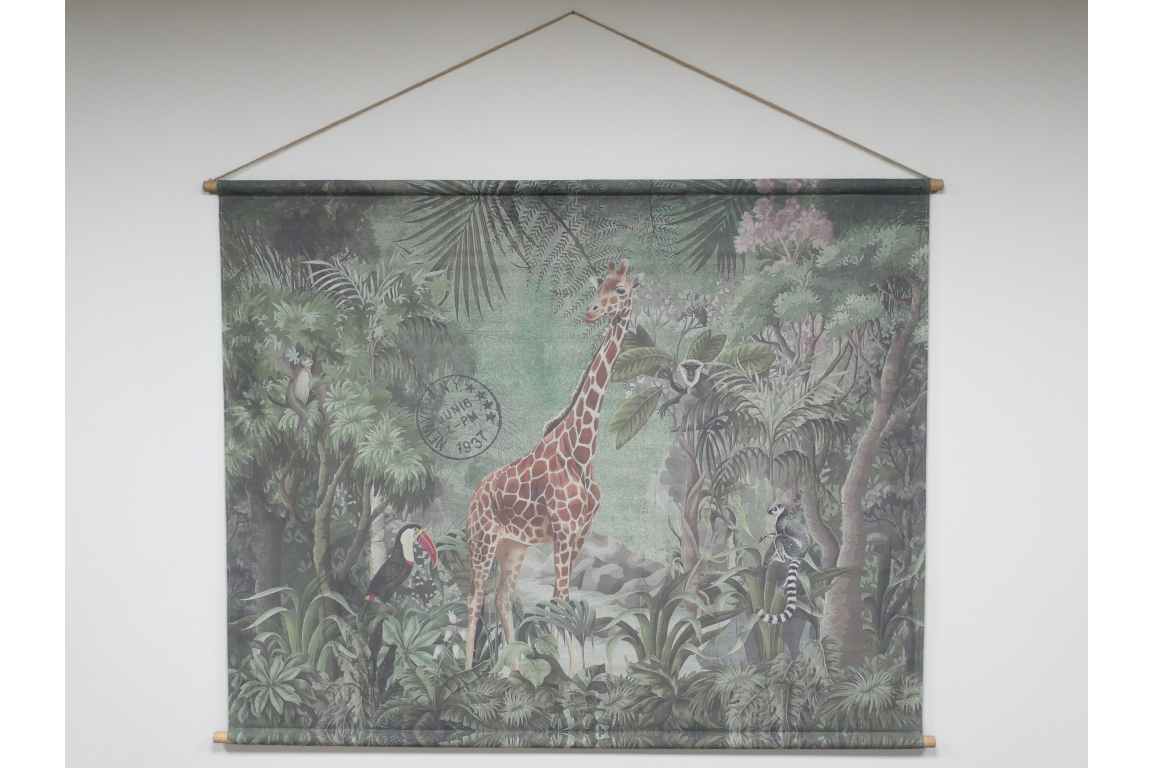 Large-format giraffe and jungle canvas wall art