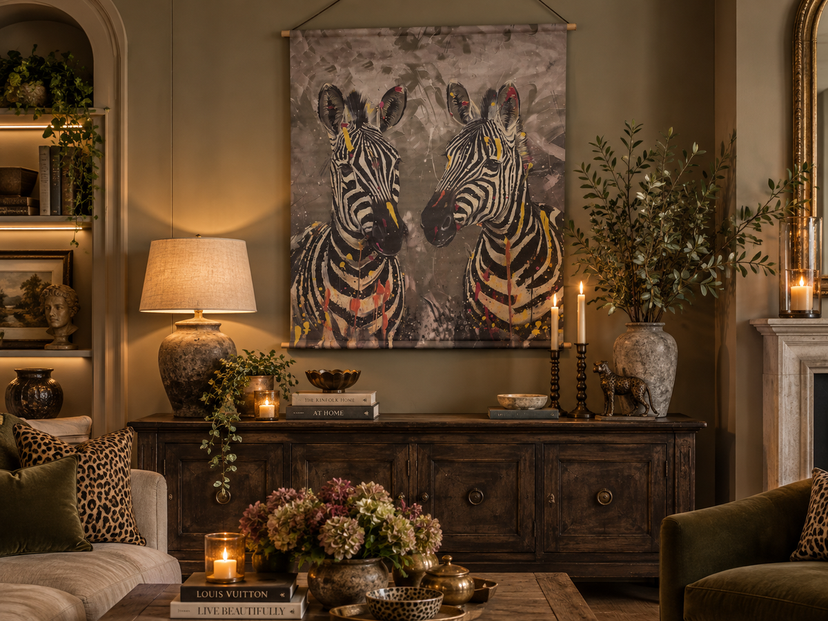 Large zebra wall canvas for living room, hallway or bedroom styling