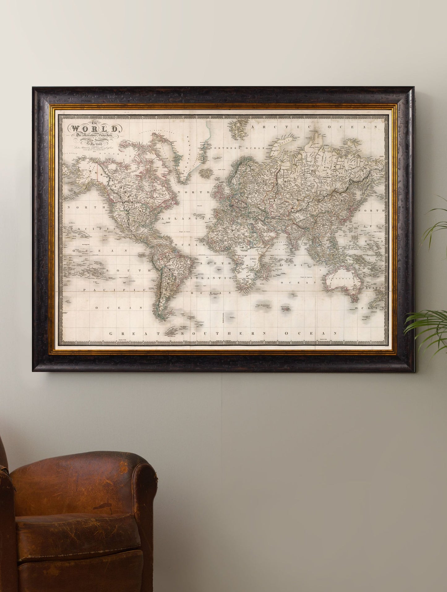 c.1838 Map of The World – framed wall art at Leya Buster Interiors