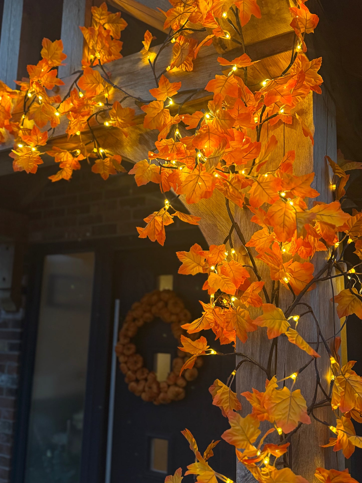 Warm White LED Maple Garland