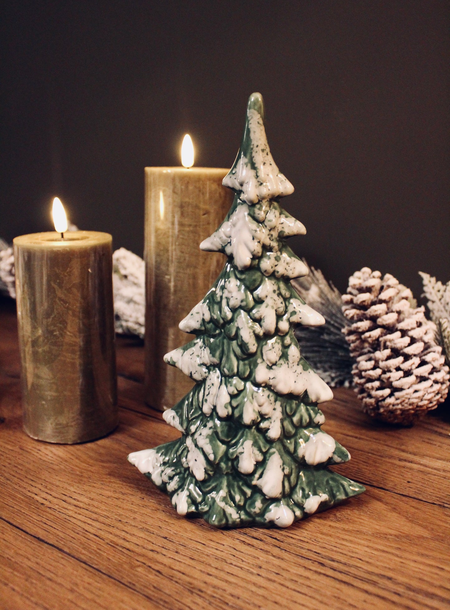 Green Snowy Ceramic Christmas Tree