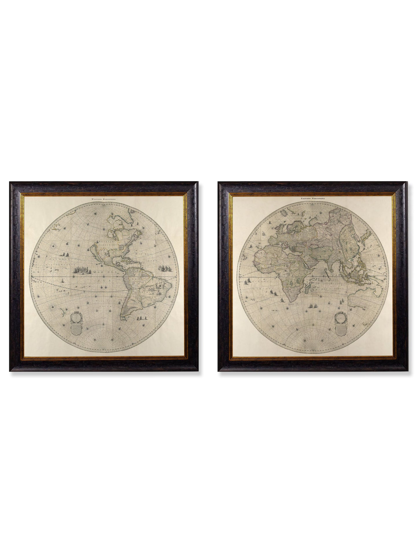 c.1660 Map of the World in Two Hemispheres detail – Leya Buster Interiors