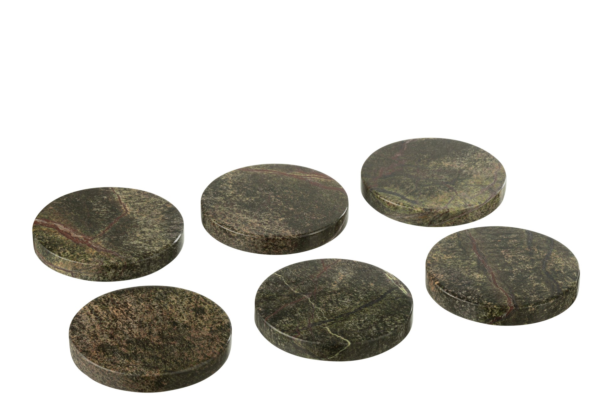 Green Marble Coasters Set of 6 styled view – Leya Buster Interiors