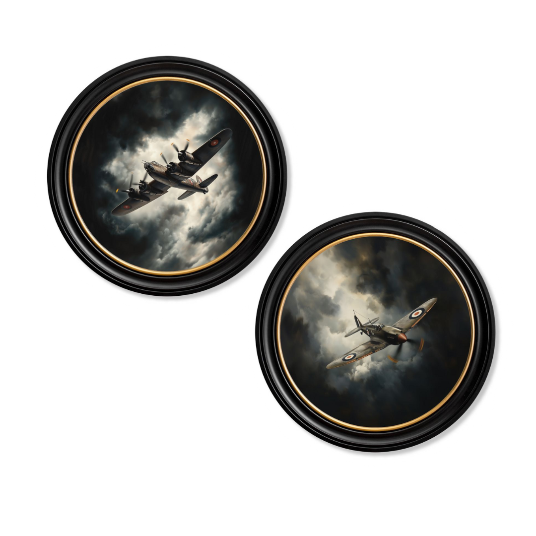 Fighter Jets Oxford Round Frame detail – Leya Buster Interiors