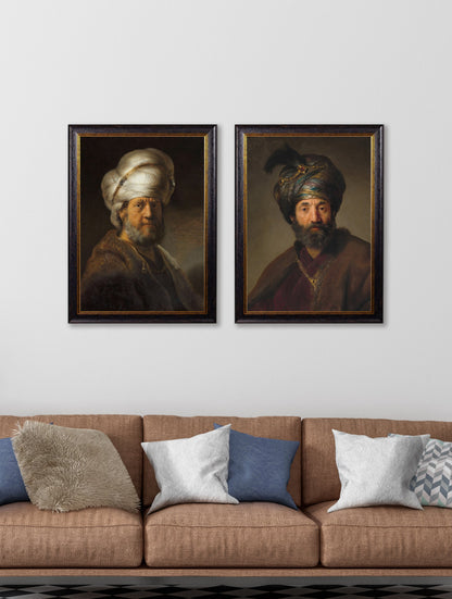c.17th Century Rembrandt's Oriental Gentlemen – framed wall art at Leya Buster Interiors