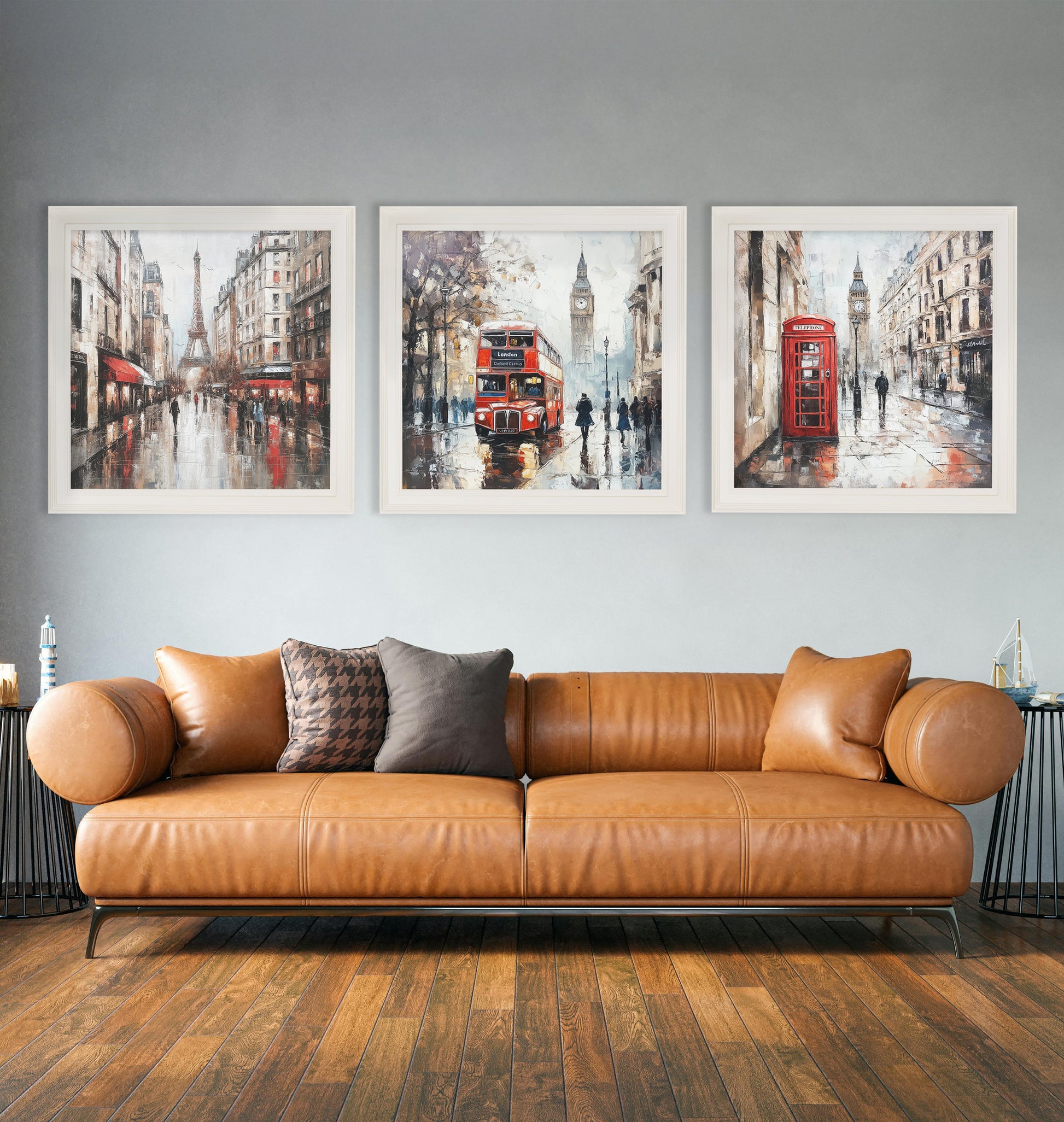 London Telephone Box – Cream Hurstwood Square Frame styled view – Leya Buster Interiors