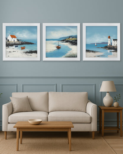The Coastal Lighthouse – White Hurstwood Square Frame styled view – Leya Buster Interiors