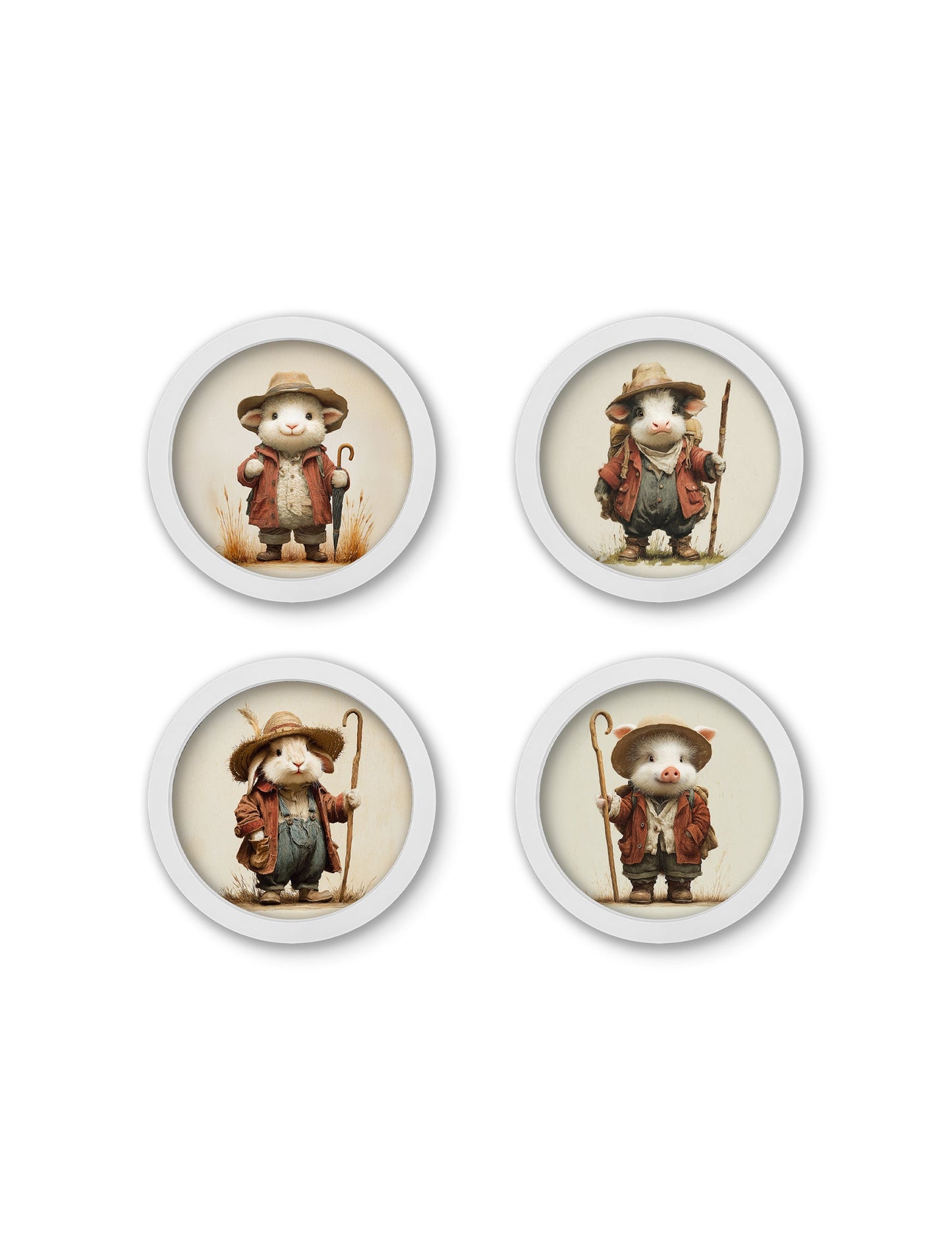 The Little Farmers – 30cm White Round Box Frame detail – Leya Buster Interiors