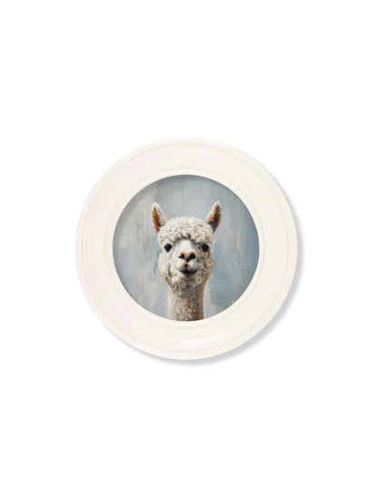 The Goofy Alpaca – Oxford Strong White Round Frame styled view – Leya Buster Interiors