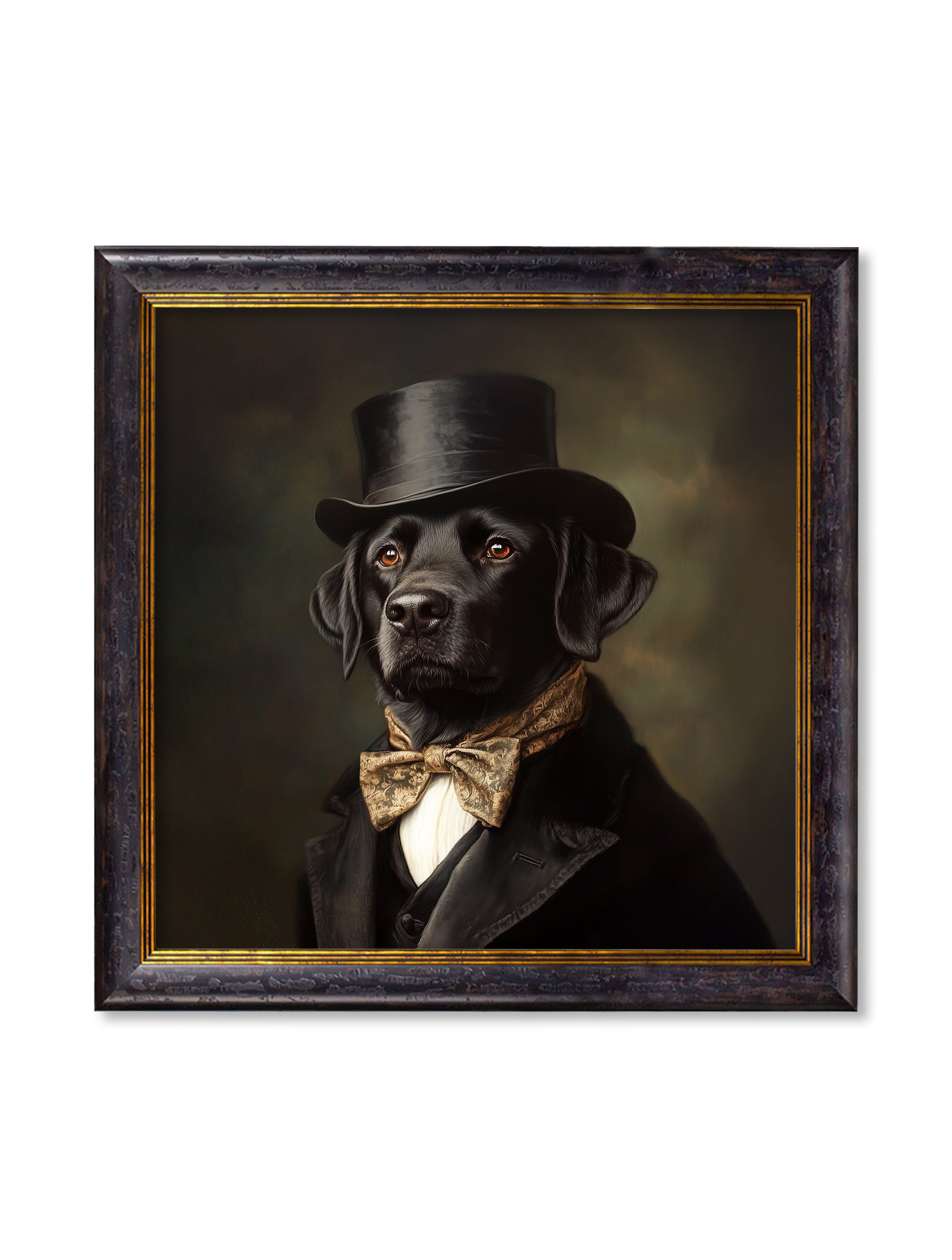 Lord Wagsalot – Gentleman Black Labrador Oxford Square Frame detail – Leya Buster Interiors
