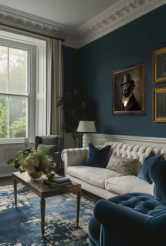 Lord Wagsalot – Gentleman Black Labrador Oxford Square Frame – fine home fragrance at Leya Buster Interiors