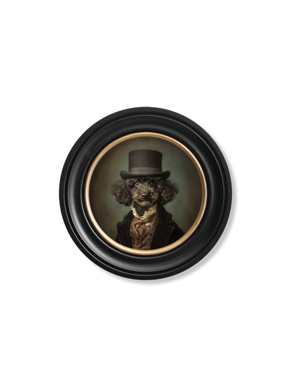 Sir Poodleton – Gentleman Poodle Oxford Round Frame styled view – Leya Buster Interiors