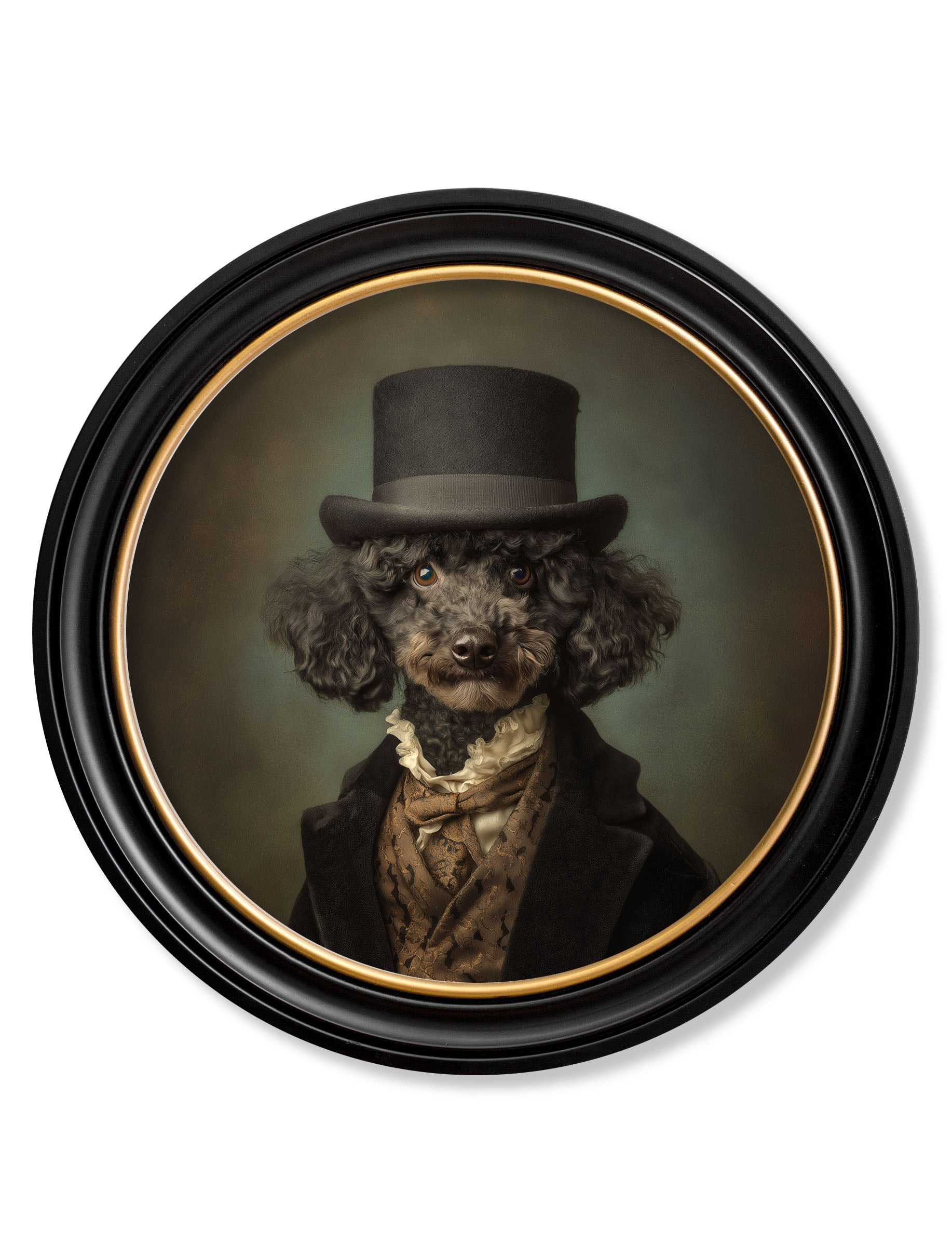 Sir Poodleton – Gentleman Poodle Oxford Round Frame detail – Leya Buster Interiors