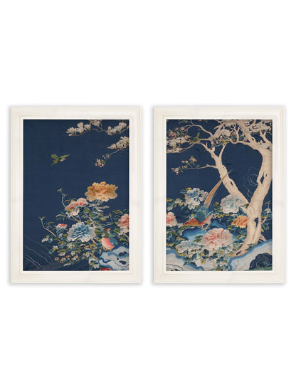 Blue Blossom Trees Set of 2 styled view – Leya Buster Interiors
