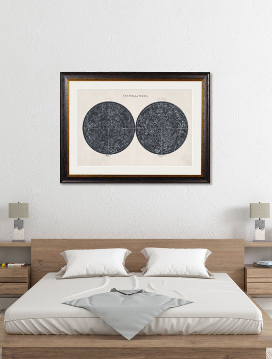 c.1800 Map of the Constellations – framed wall art at Leya Buster Interiors