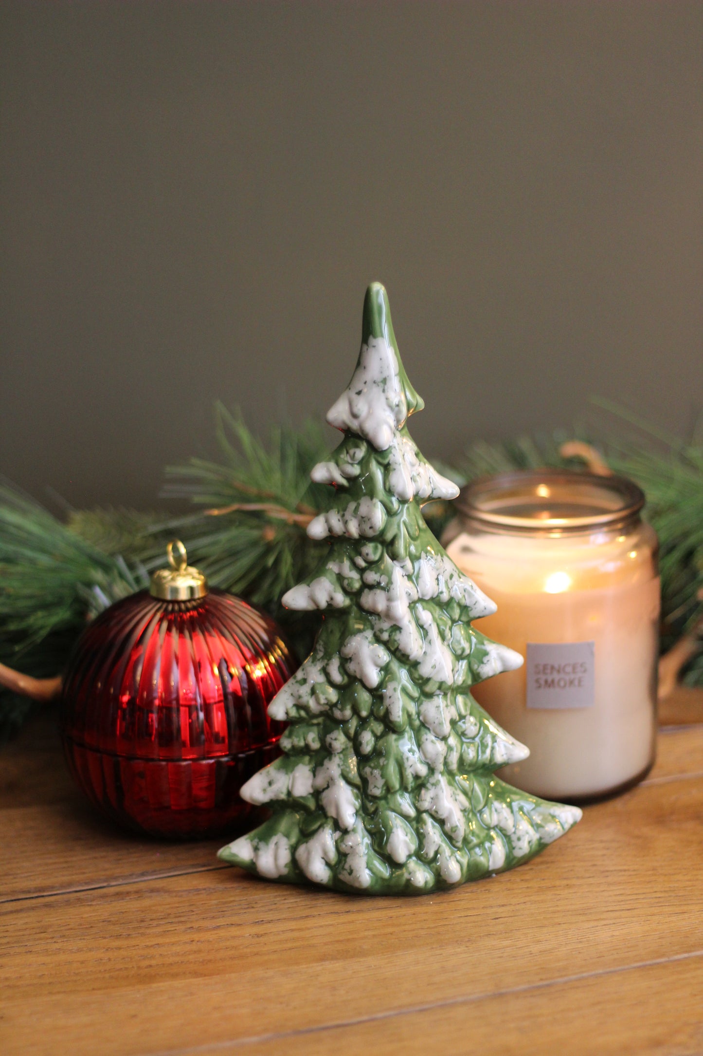 Green Snowy Ceramic Christmas Tree