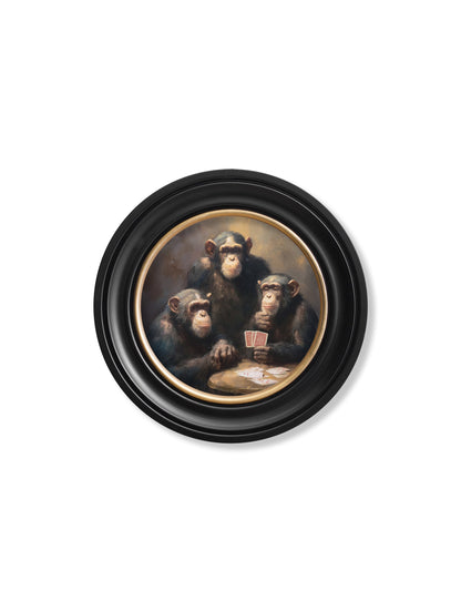 The Card – Playing Chimps – Oxford Round Frame styled view – Leya Buster Interiors