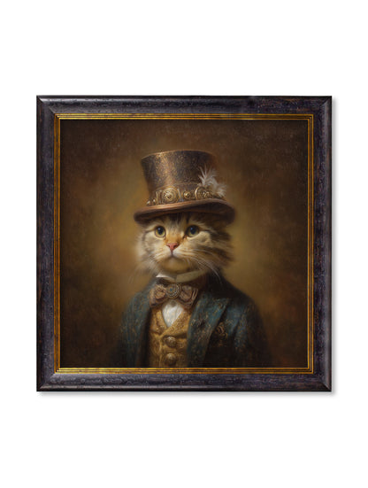 Lord Whiskerby – Gentleman Tabby Cat Oxford Square Frame detail – Leya Buster Interiors