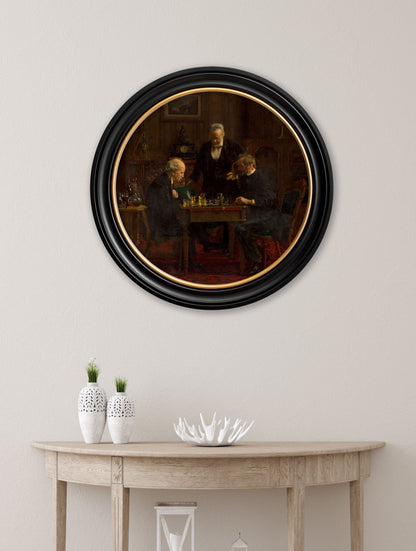 c.1876 The Chess Players – Thomas Eakins – Round Frame – framed wall art at Leya Buster Interiors