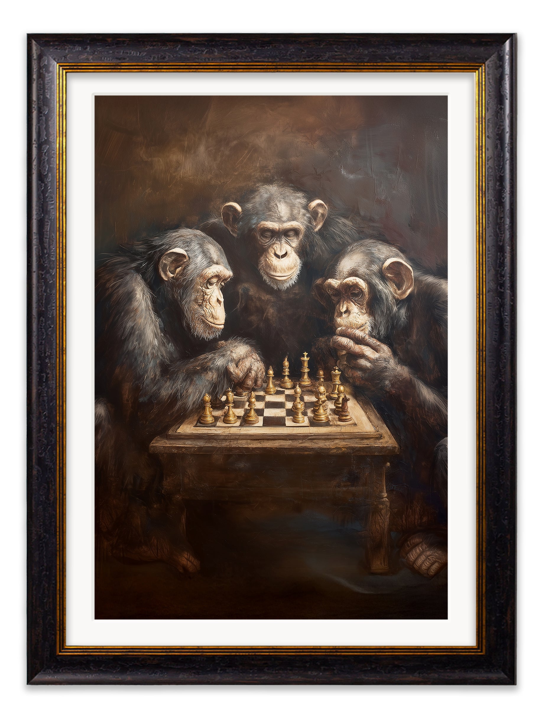 The Chess – Playing Chimps – Oxford Frame detail – Leya Buster Interiors