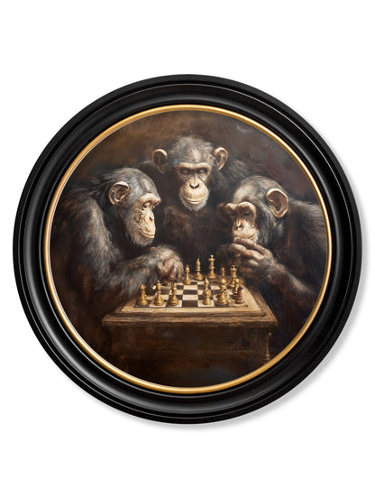 The Chess – Playing Chimps – Oxford Round Frame detail – Leya Buster Interiors