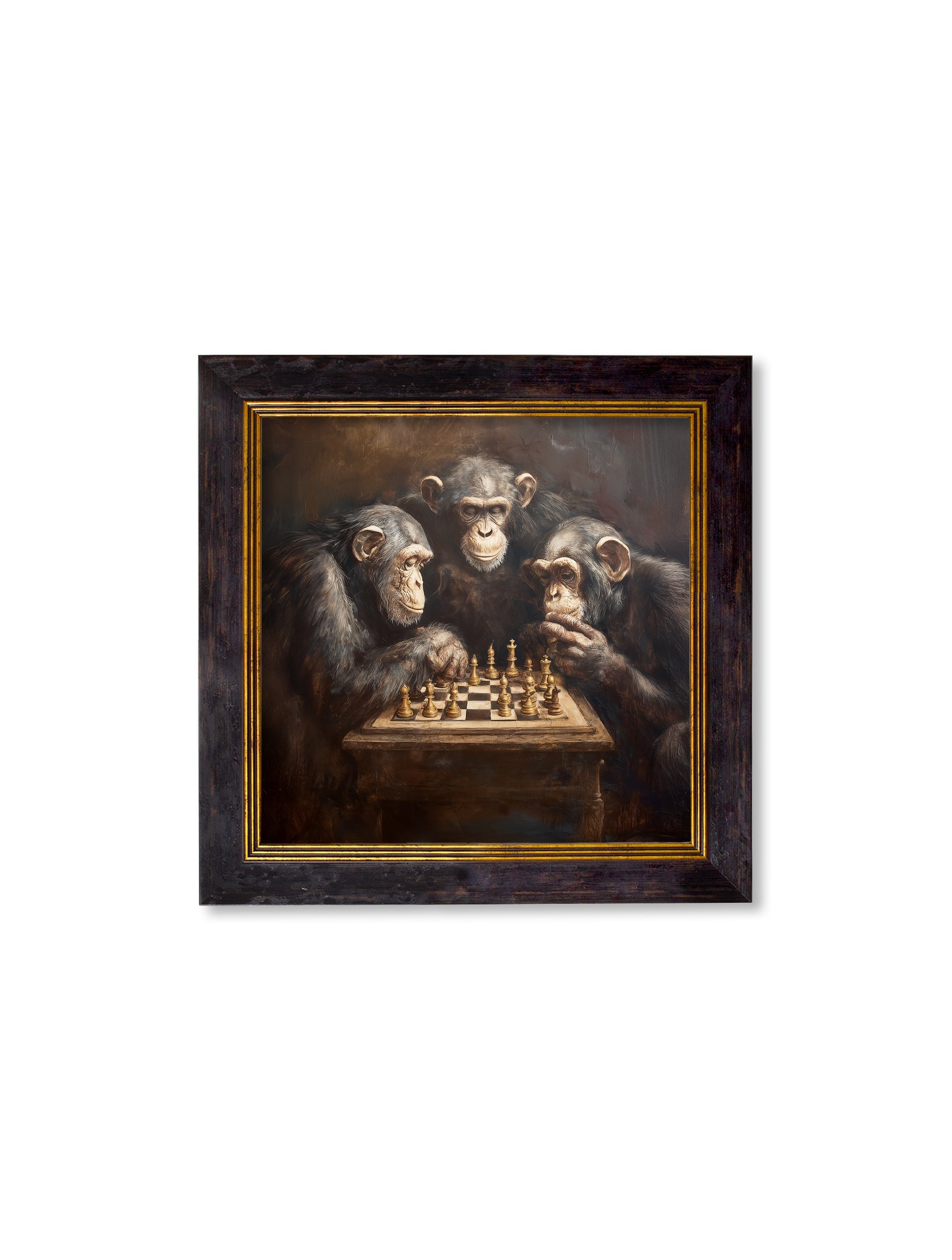 The Chess – Playing Chimps – Oxford Square Frame styled view – Leya Buster Interiors