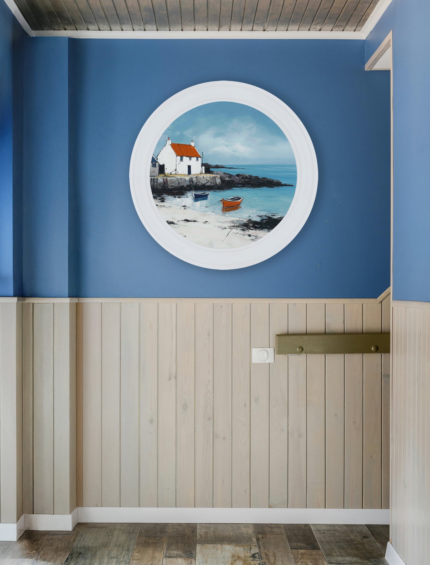 The Coastal House – Oxford White Round Frame – framed wall art at Leya Buster Interiors