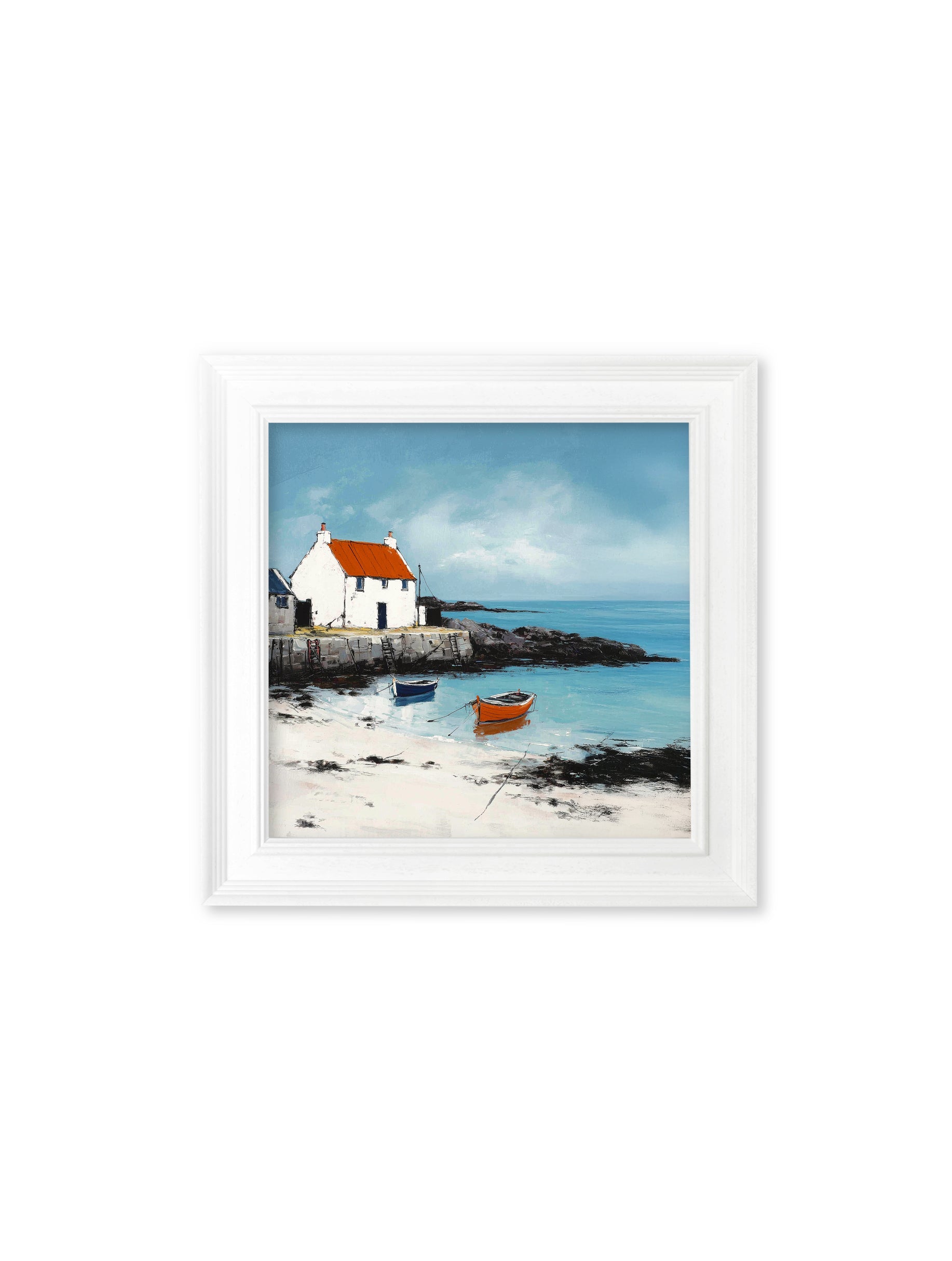 The Coastal House – White Hurstwood Square Frame styled view – Leya Buster Interiors
