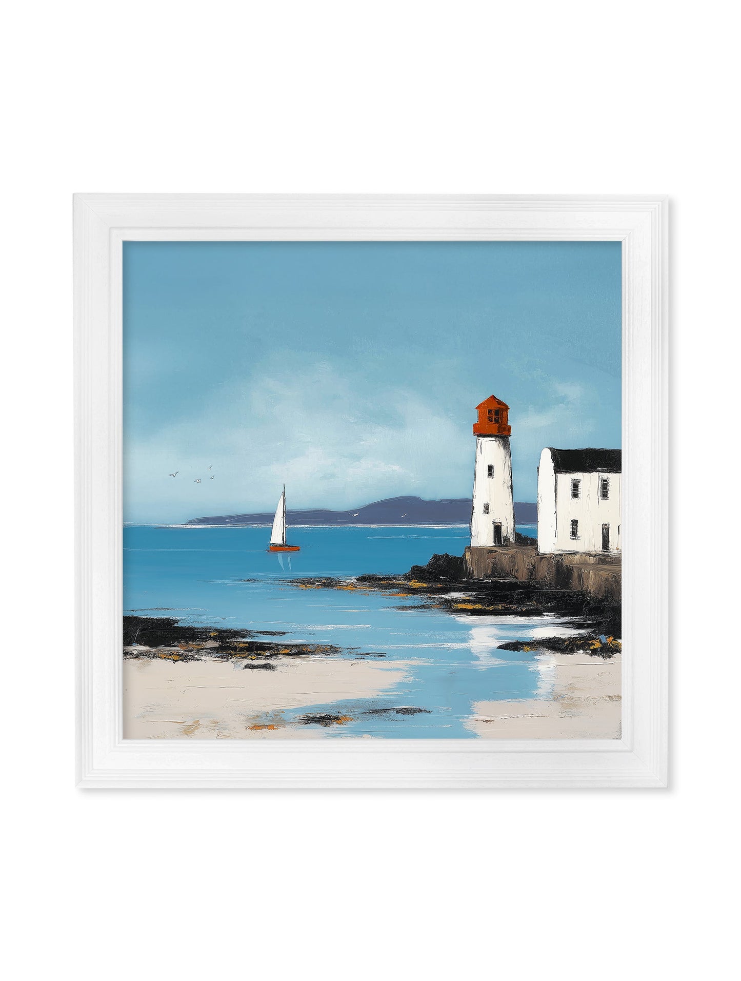 The Coastal Lighthouse – White Hurstwood Square Frame detail – Leya Buster Interiors