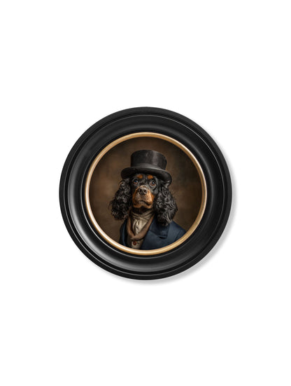 Lord Longears – Gentleman Cocker Spaniel Oxford Round Frame styled view – Leya Buster Interiors