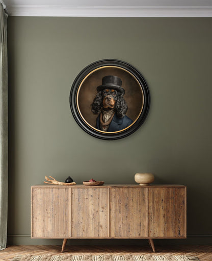 Lord Longears – Gentleman Cocker Spaniel Oxford Round Frame – fine home fragrance at Leya Buster Interiors