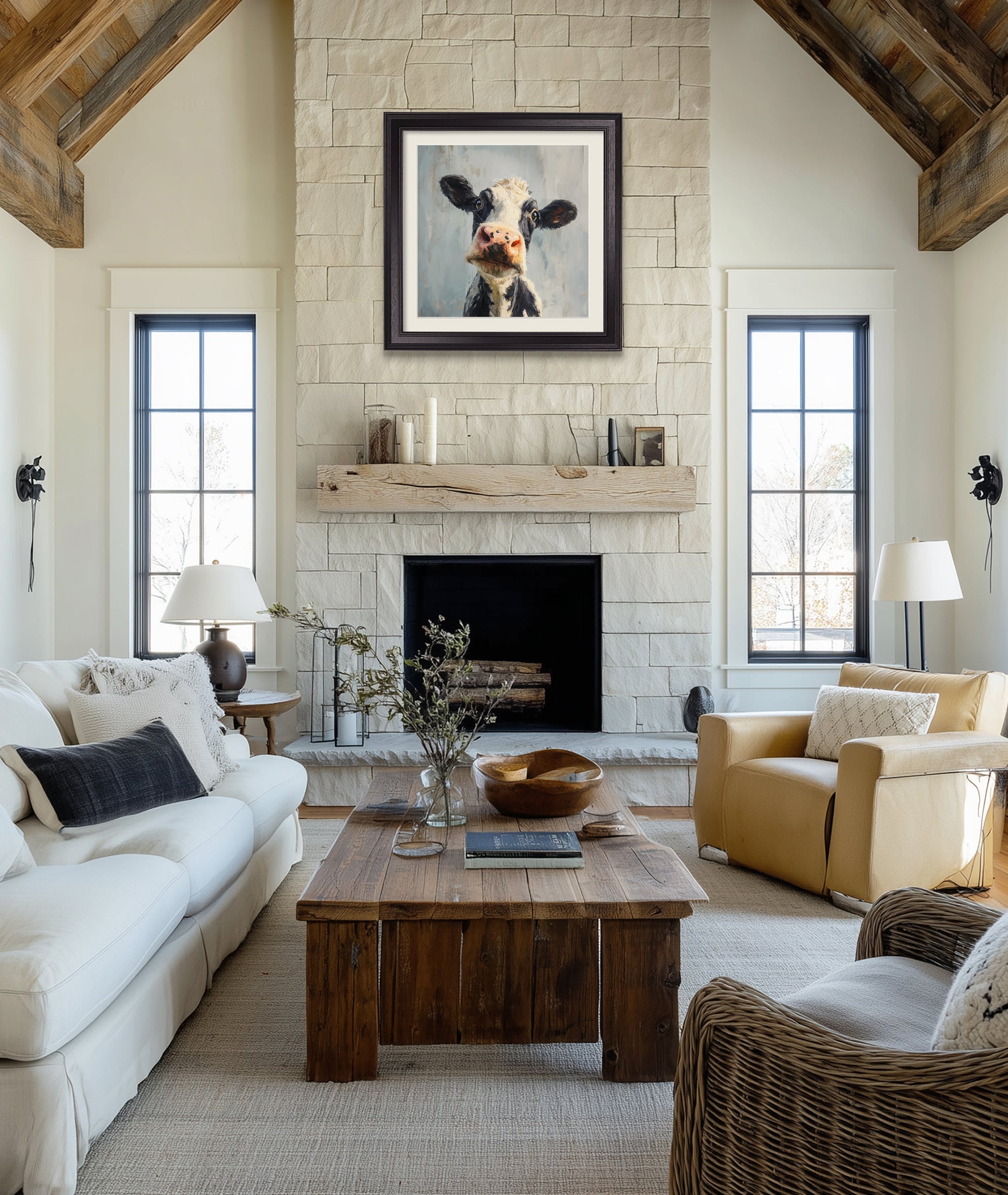 The Curious Cow – Black Hurstwood Square Frame – framed wall art at Leya Buster Interiors
