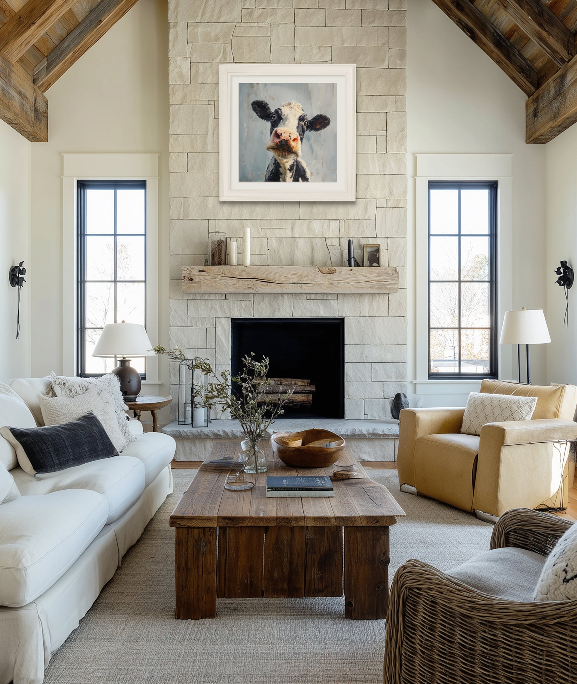 The Curious Cow – Cream Hurstwood Square Frame – framed wall art at Leya Buster Interiors