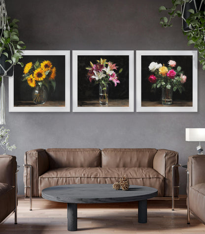 Roses After Dark – White Hurstwood Square Frame styled view – Leya Buster Interiors