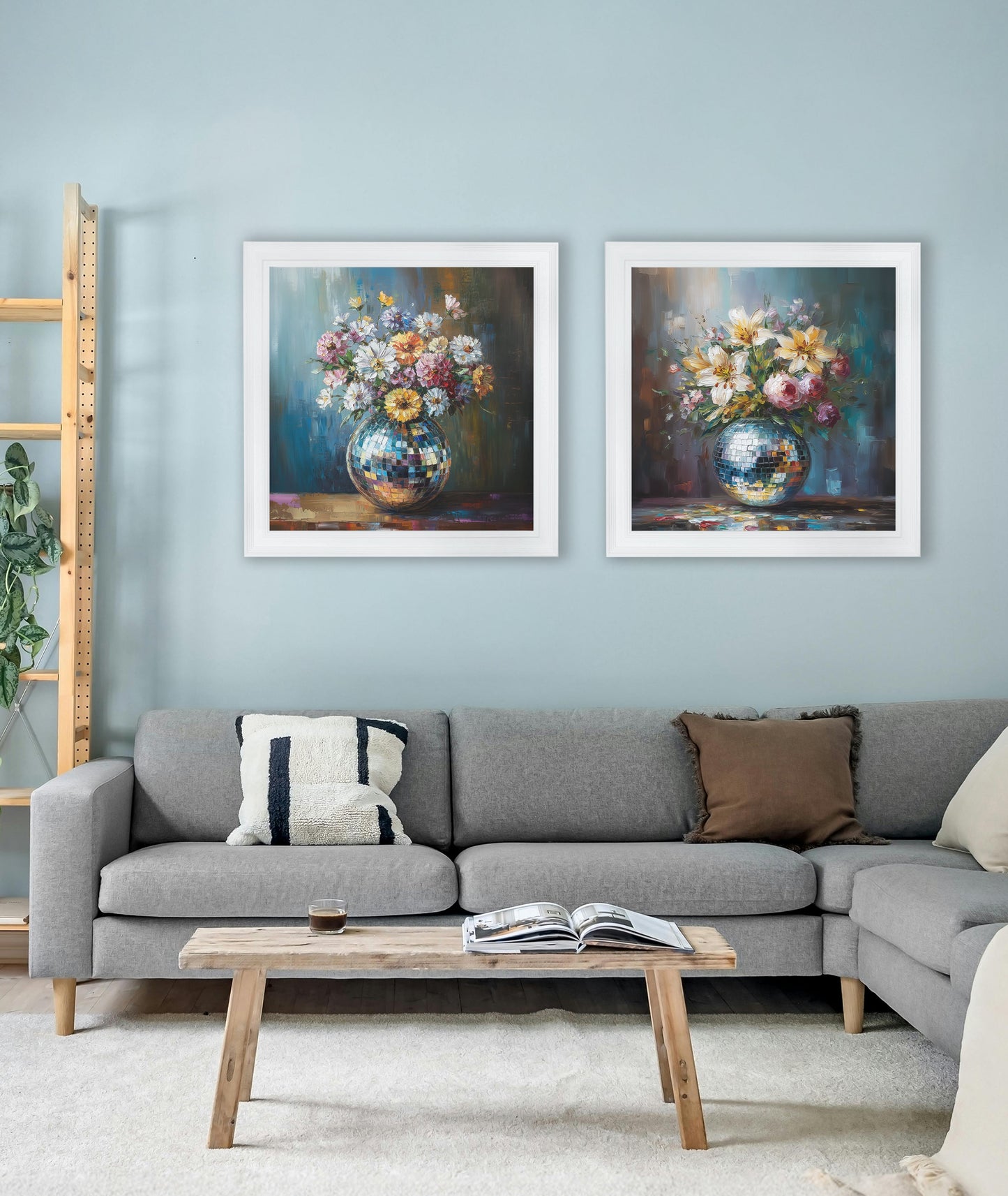 Disco Wildflowers – White Hurstwood Square Frame styled view – Leya Buster Interiors