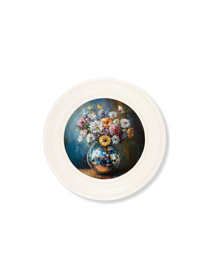 Disco Wildflowers – Oxford Strong White Round Frame styled view – Leya Buster Interiors