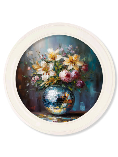 Disco Lilies & Roses – Oxford Strong White Round Frame detail – Leya Buster Interiors