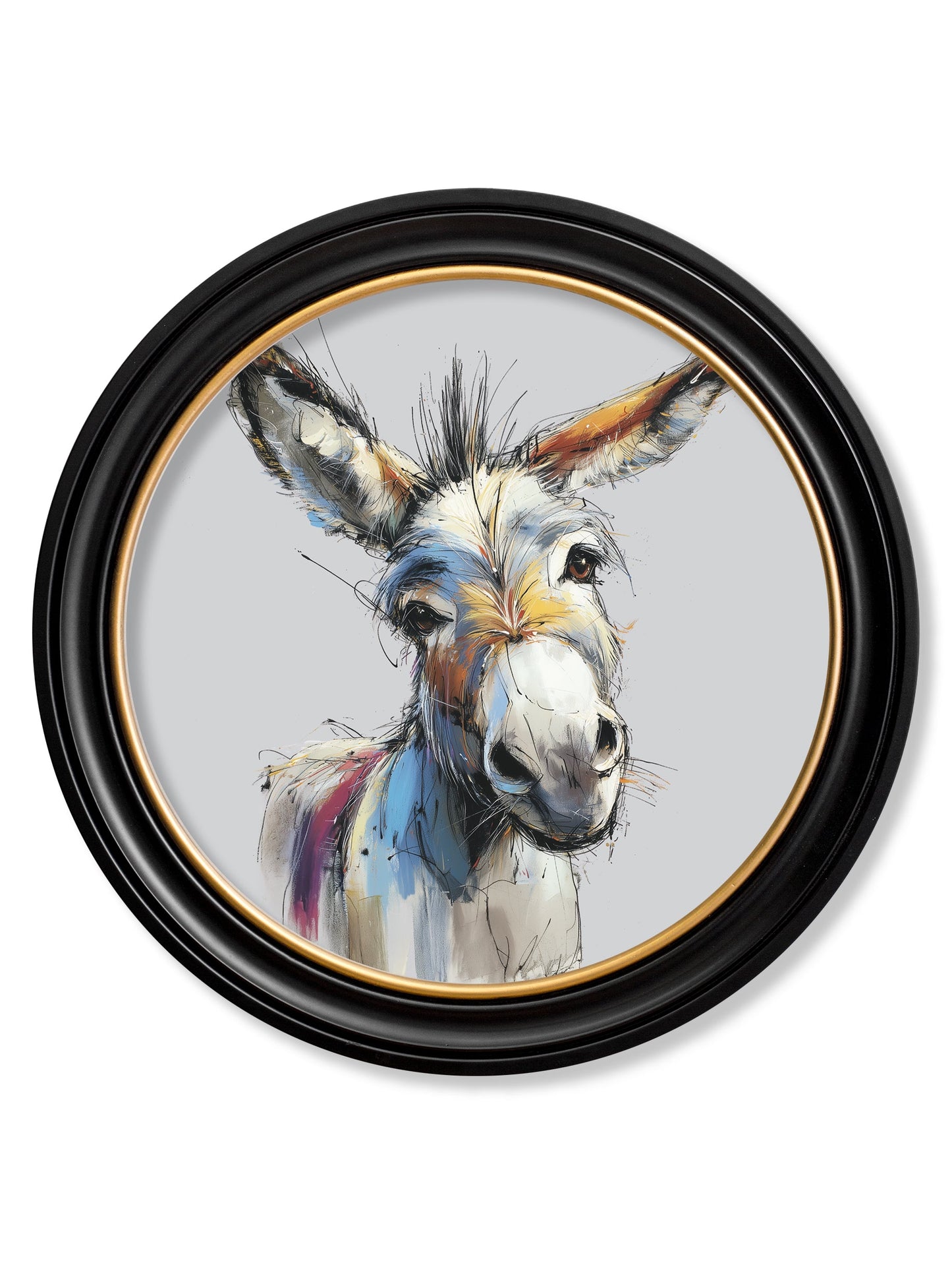 Donkey Jack & Jennet Cosy Sketch – Oxford Round Frame styled view – Leya Buster Interiors