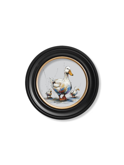 Family of Ducks Cosy Sketch – Oxford Round Frame styled view – Leya Buster Interiors