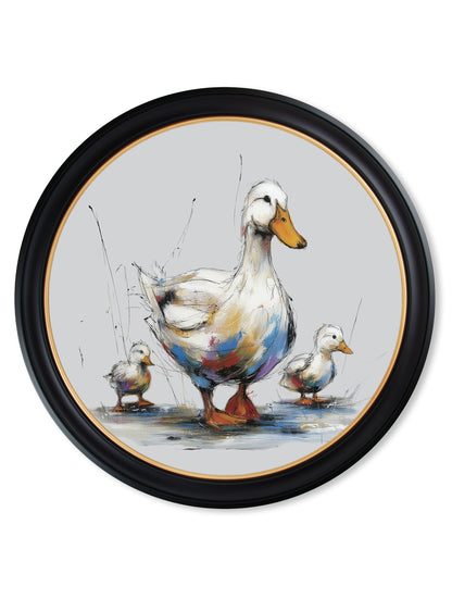 Family of Ducks Cosy Sketch – Oxford Round Frame styled view – Leya Buster Interiors