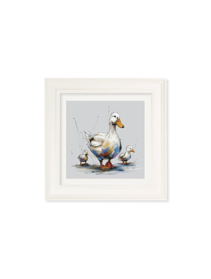 Family of Ducks Cosy Sketch – Cream Hurstwood Square Frame styled view – Leya Buster Interiors