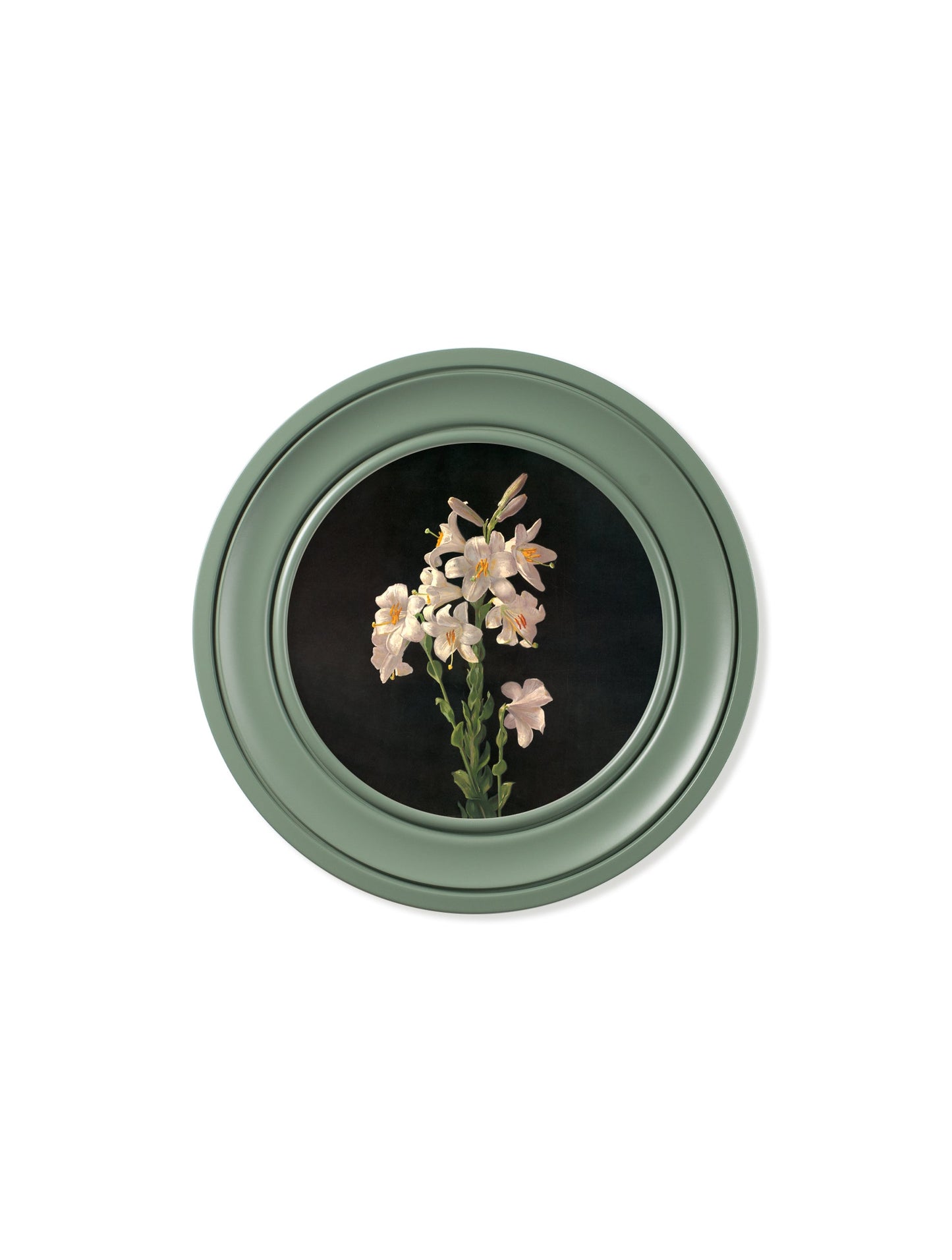 c.1874 George Cochran Lambdin Lillys – Round Frame Green styled view – Leya Buster Interiors
