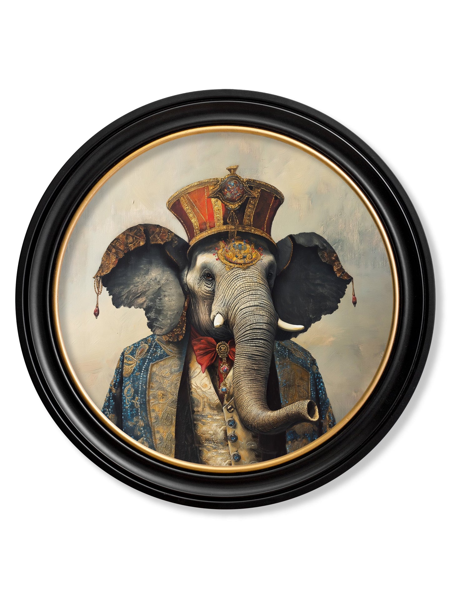 The Great Elephanto – Circus Elephant Oxford Round Frame detail – Leya Buster Interiors