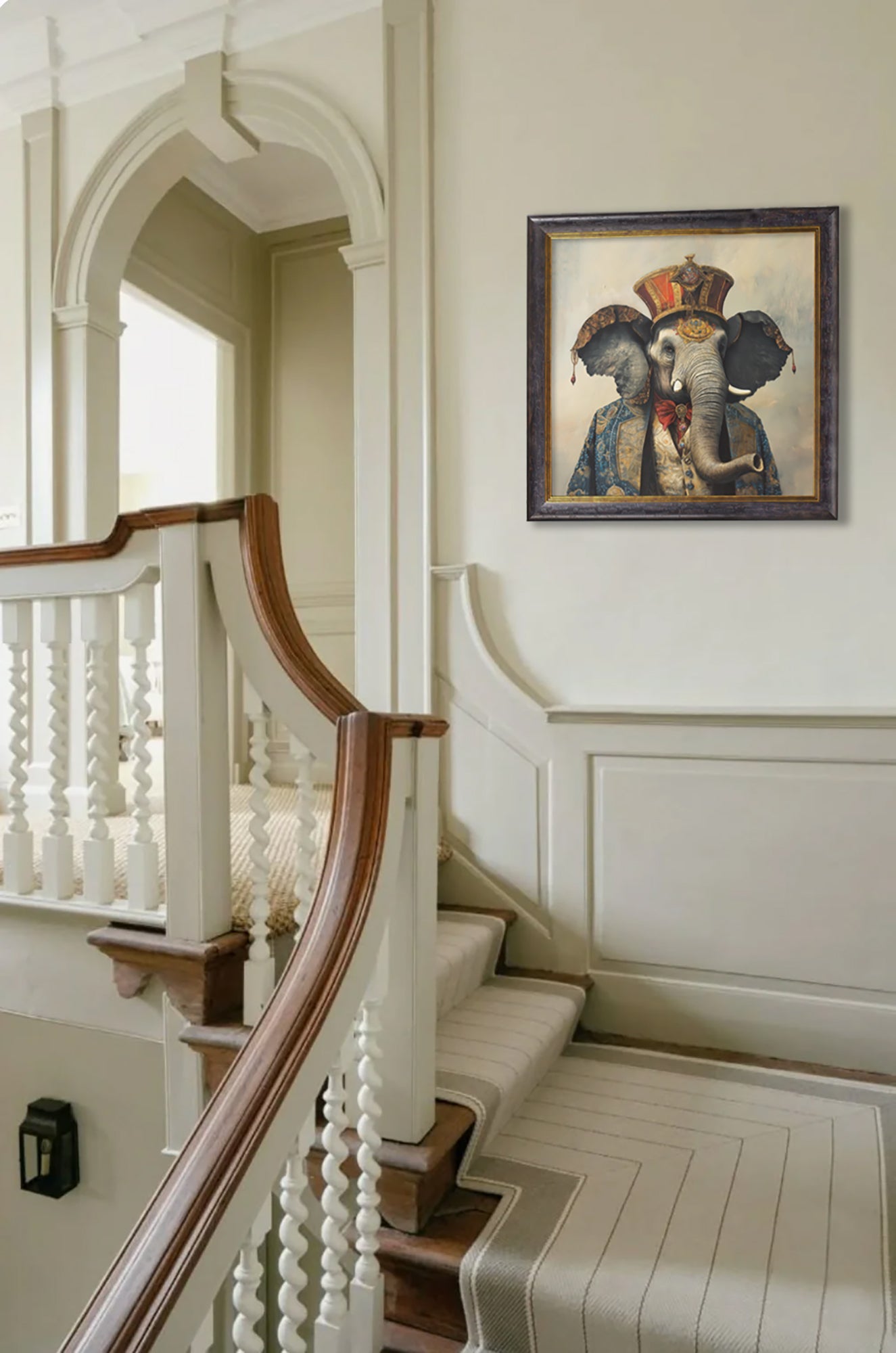The Great Elephanto – Circus Elephant Oxford Square Frame – framed wall art at Leya Buster Interiors