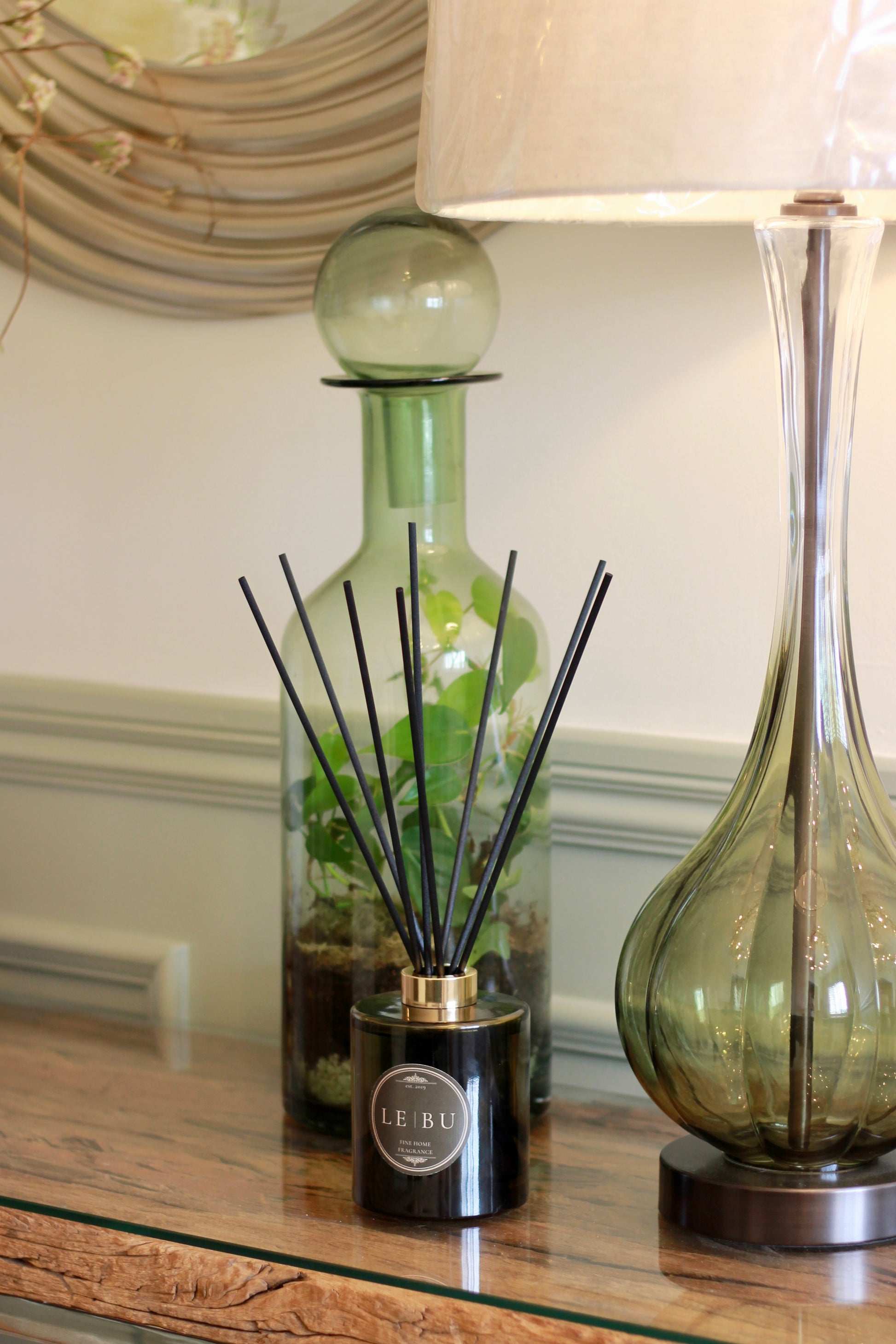 LE | BU 500ml reed diffuser styled in a luxury interiors setting