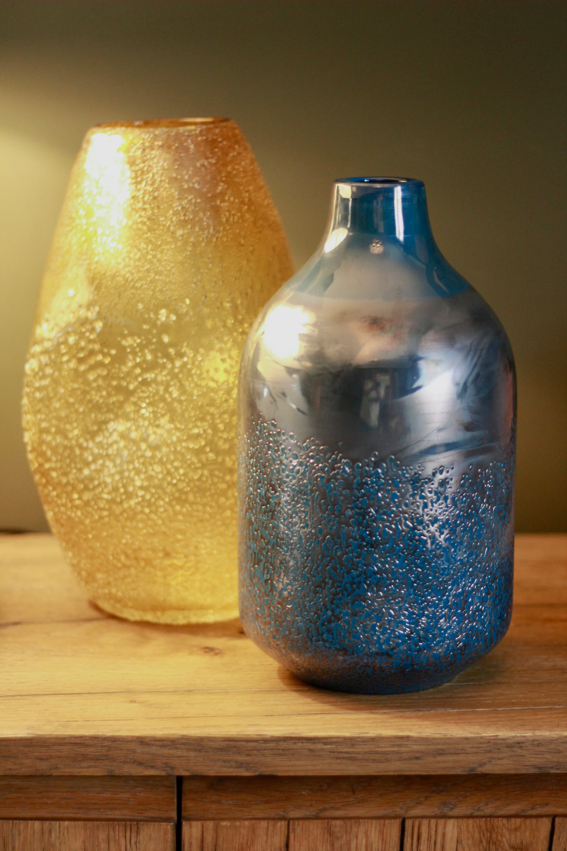 Ochre Handmade Glass Vase styled view – Leya Buster Interiors